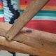 Vintage wooden folding chairs and basque fabric