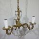 3-light bronze and crystal chandelier