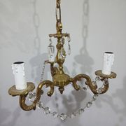 Lustre 3 lumières bronze et cristal