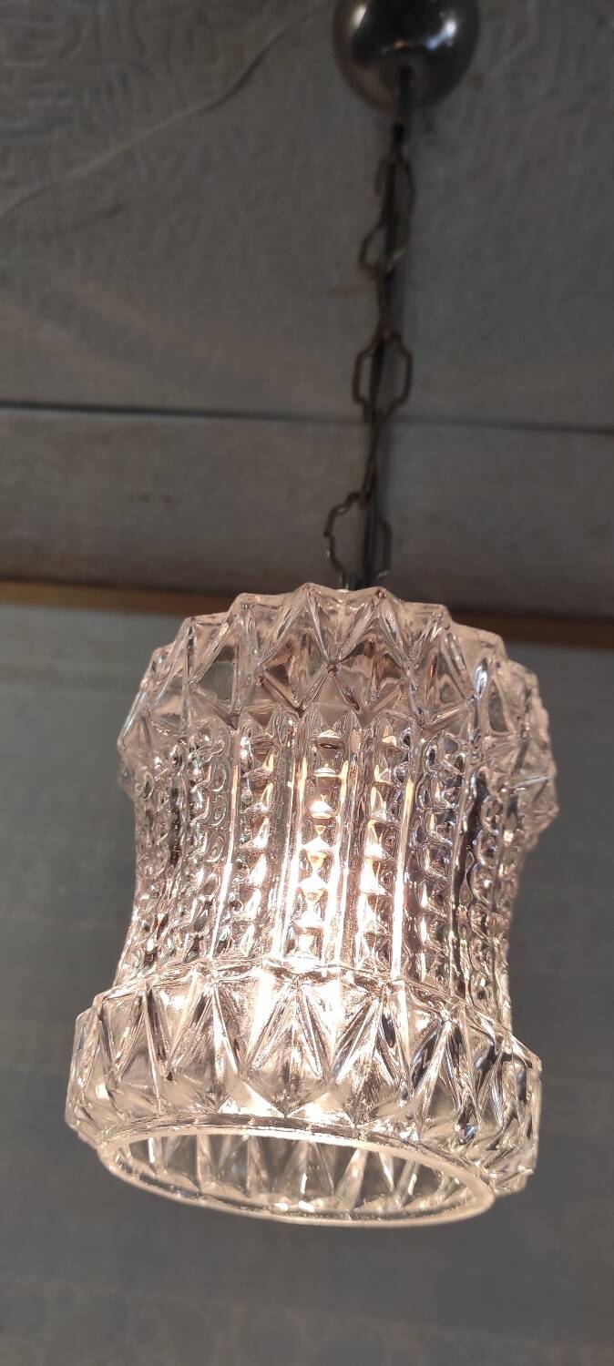 Suspension baladeuse en verre et métal doré - années 60/70