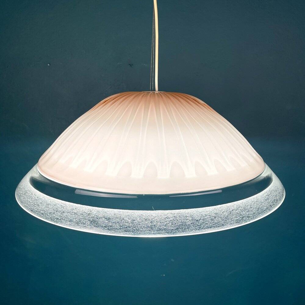 Vintage Italian pink Murano glass chandelier, 1970s.