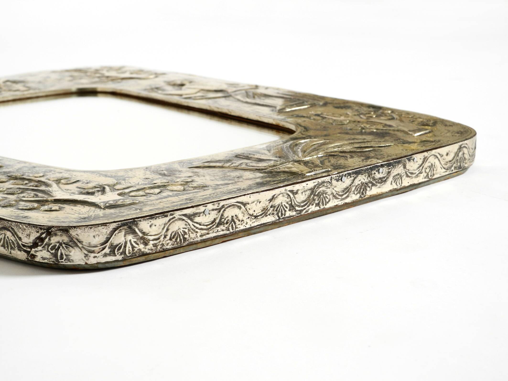 Beautiful Mid-Century Modern Wall Mirror with a Silver-Plated Frame