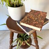 Vintage wooden tripod stool 2 trays