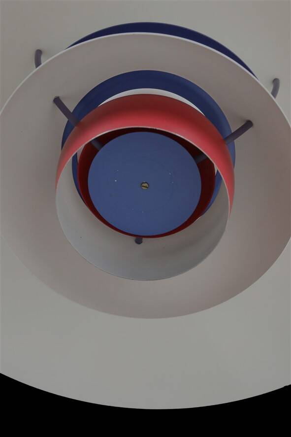 Louis Poulsen / Poul Henningsen “PH 5” pendant lamp / red / mid-century / Danish modern design / PH5