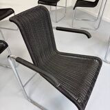 6 chaises noires tubulaires design d'Axel Bruchhäuser modèle D20 bauhaus