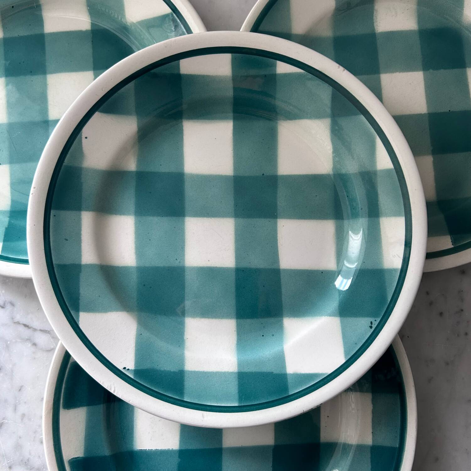 Service de 4 assiettes à carreaux