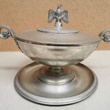 Pewter covered cup dish decorated with an imperial eagle empire napoleon