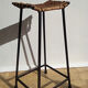 Tabouret haut en fer forgé et rotin, années 1950