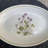 Plat de service en faïence modèle herbier, viola odorata moulin des loups orchies france vintage