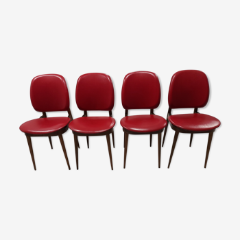 Suite of 4 chairs Baumann vintage 1960s