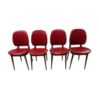 Suite of 4 chairs Baumann vintage 1960s