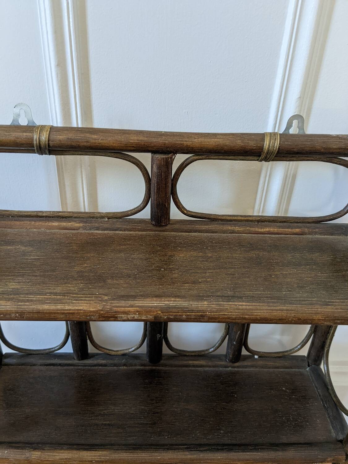 Pair of rattan shelves