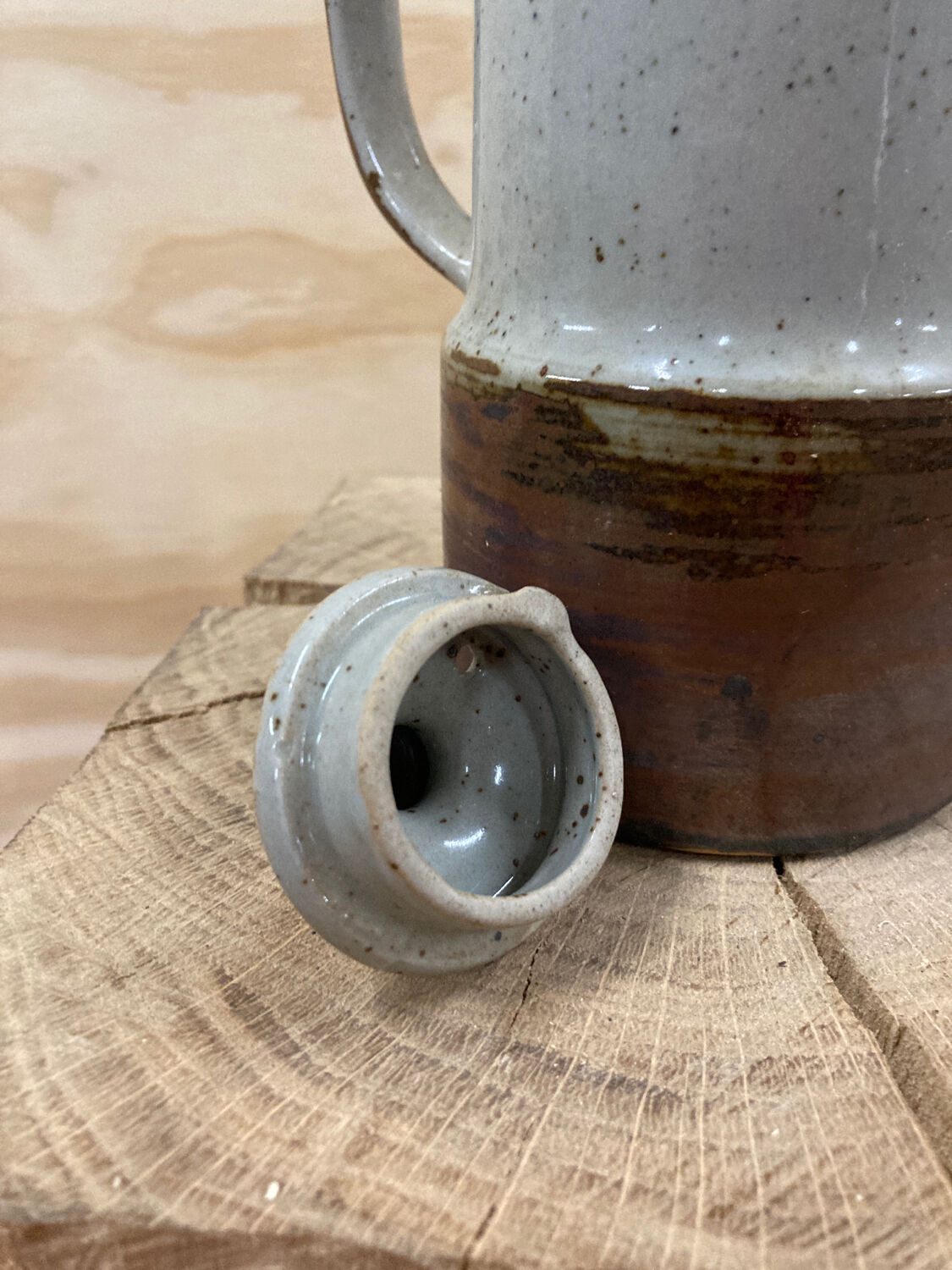 Japanese teapot in gray and brown stoneware