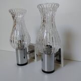 Appliques italienne chromé verre tulipe années 70