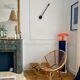 Vintage rattan spiral basket armchair