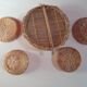 Lot de 5 corbeilles plateaux rotins dont un tamis vintage a accrocher vintage diametre du plus petit