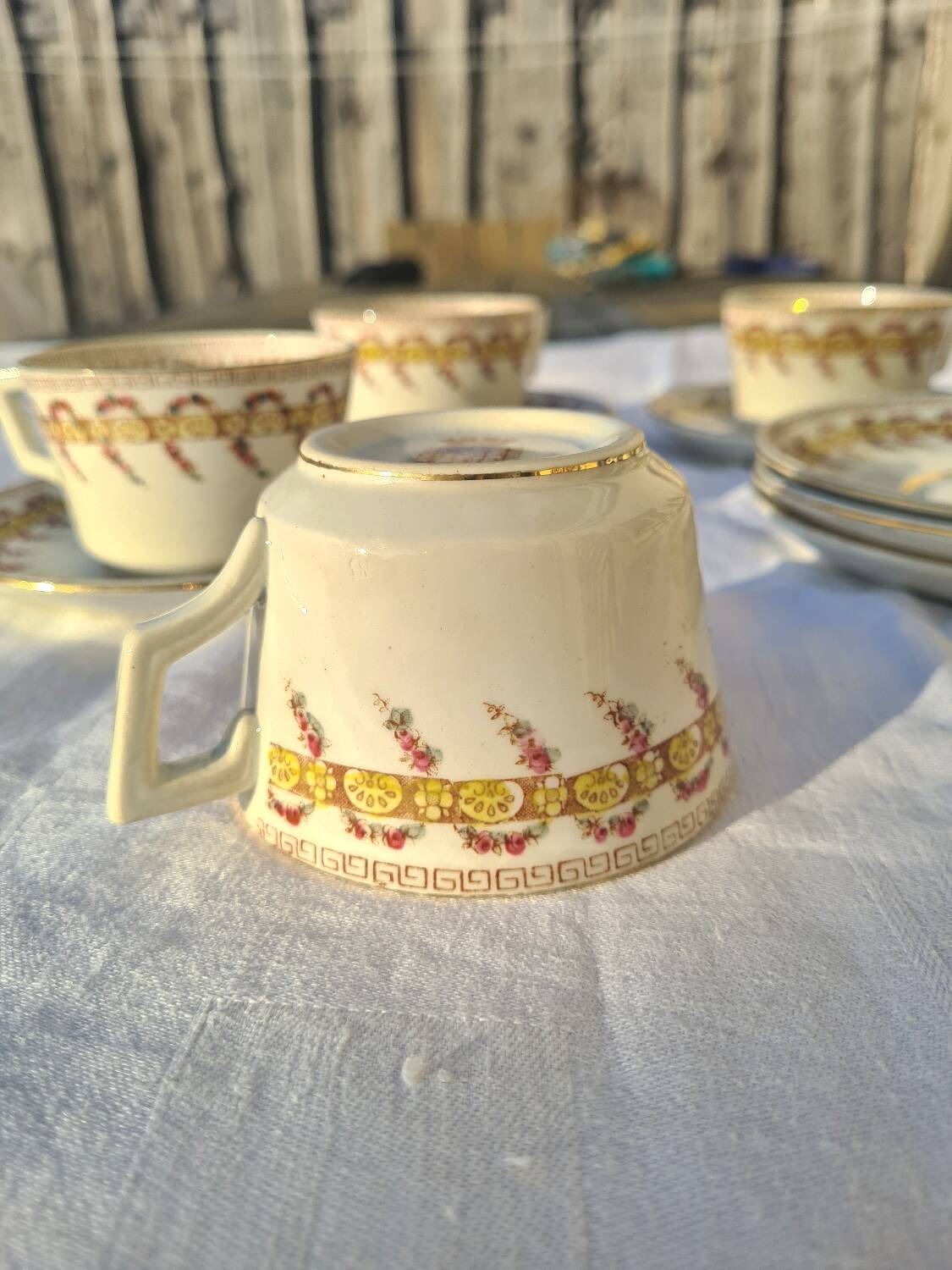 Gien opaque porcelain cups from the early 20th century