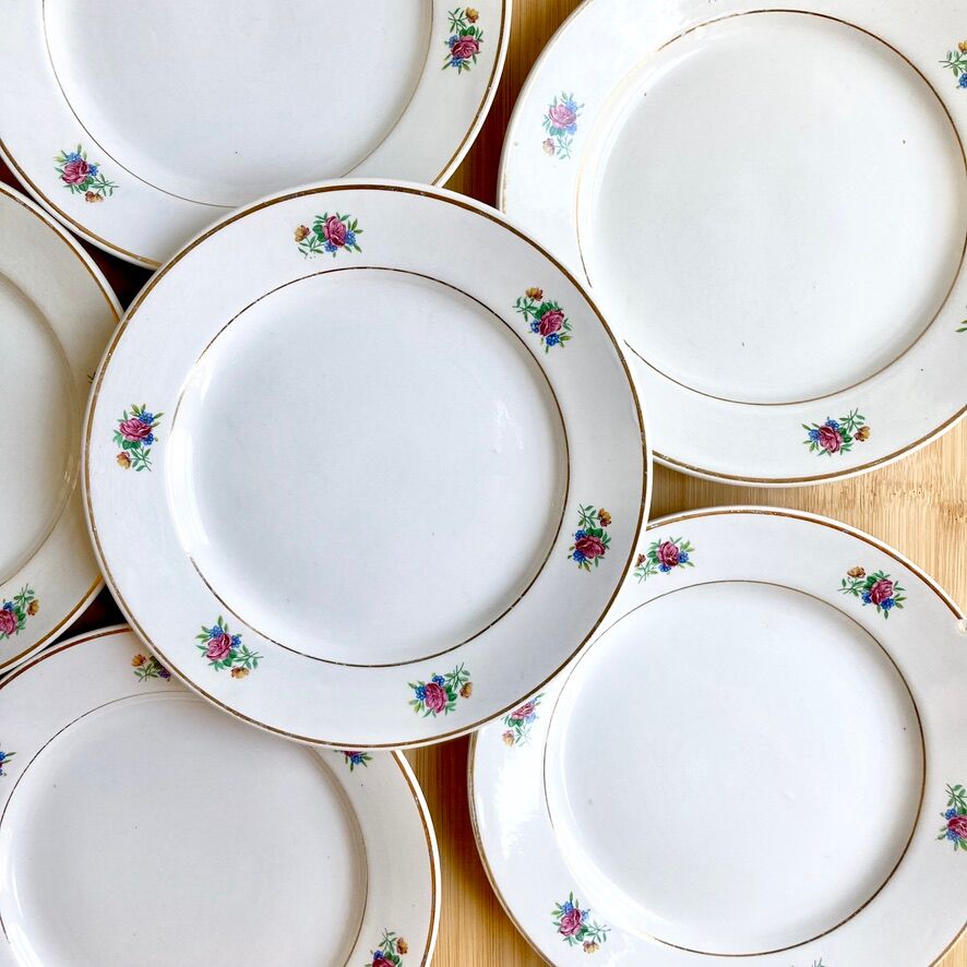 6 dessert plates demi-porcelaine Lunéville