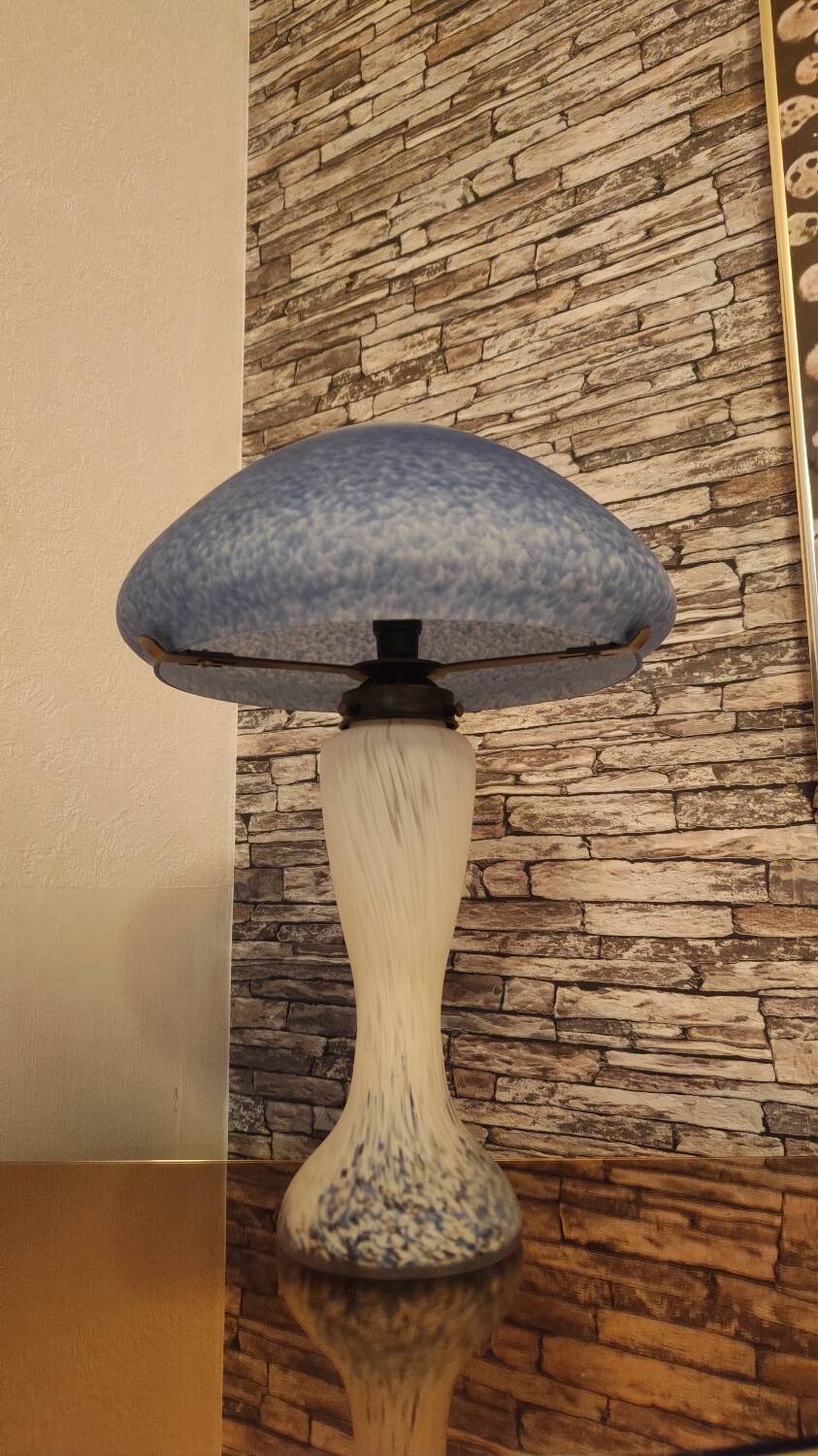 Mushroom lamp 1990 white and blue