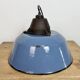 Industrial Blue Enamel and Cast Iron Pendant Lamp, 1960s