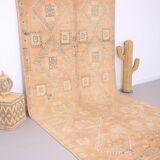 Large Vintage Moroccan Rug 188 x 387 cm - Peach Berber Rug - Handmade Rug