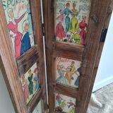 Wooden screen with vintage haute couture images or for photos