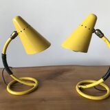 Pair of yellow bedside lamps from the 1950s.