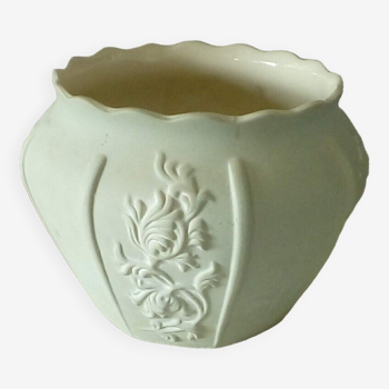 Cache pot en faience biscuit vernissé