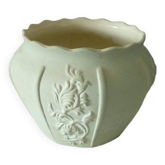 Cache pot en faience biscuit vernissé