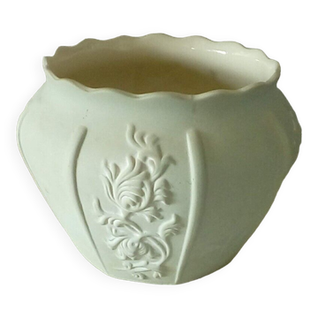 Glazed biscuit earthenware cache pot