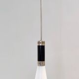 Opaline Glass and Chrome-Plated Brass Pendant by Stilnovo, Italy