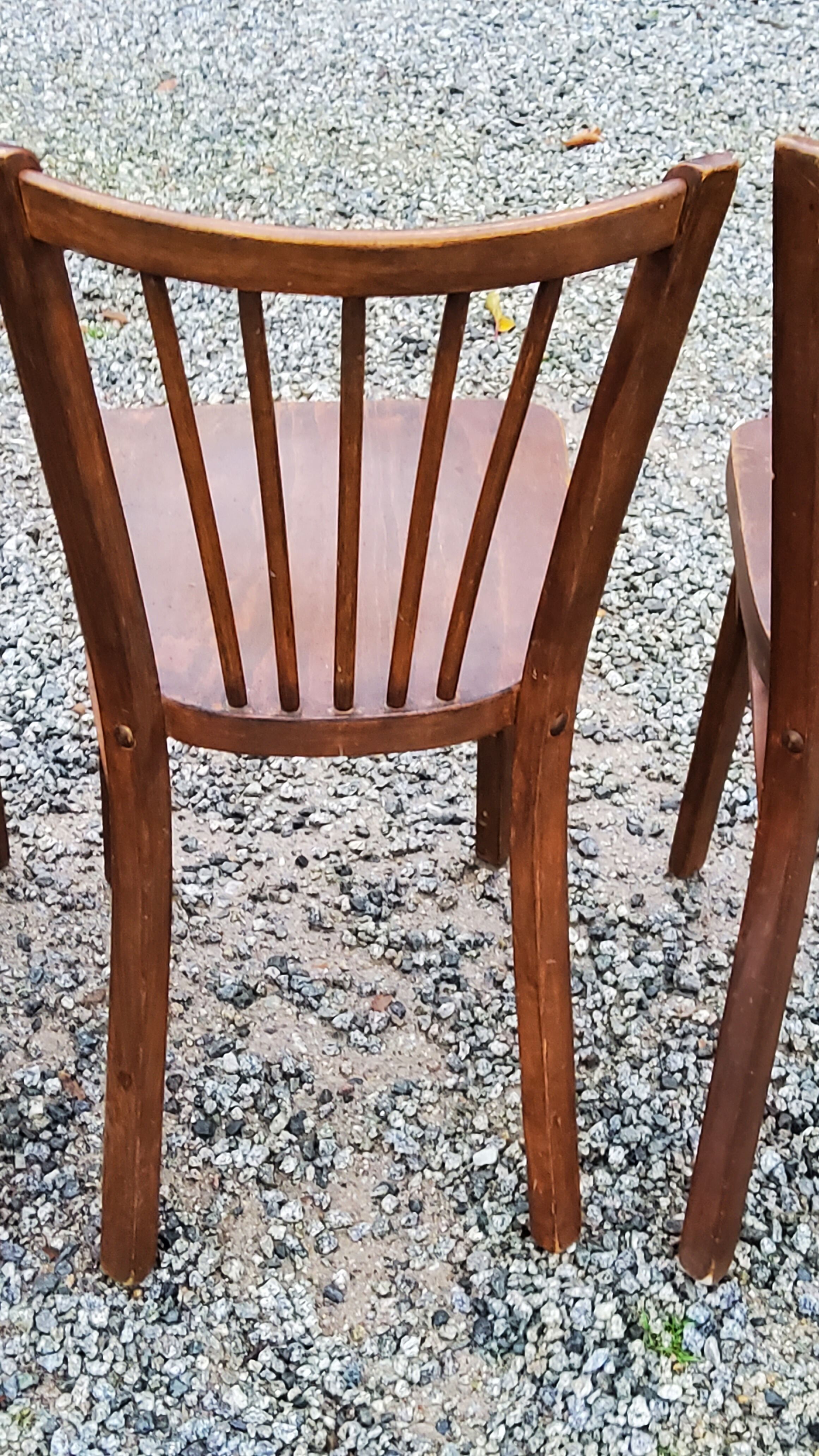 Set of 4 Baumann bistro chairs from the 50s stamped