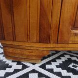 Narrow Art Deco sideboard in light walnut with gray marble top