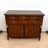 Biedermeier Chest in Walnut Veneer, Cherry, Gold Leaf & Brass, Austria, 1815