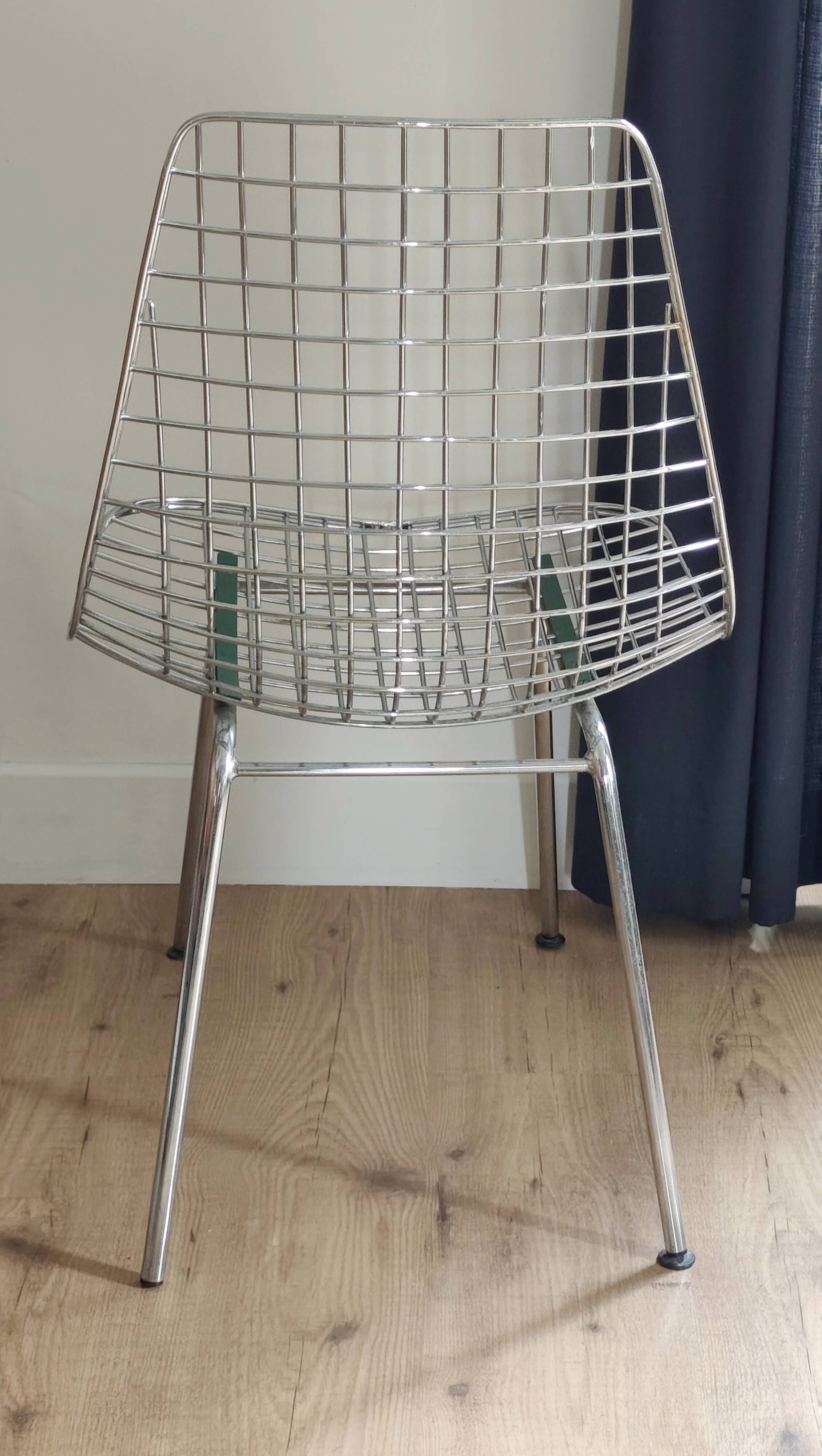 Chaise filaire métal vintage type Bertoia