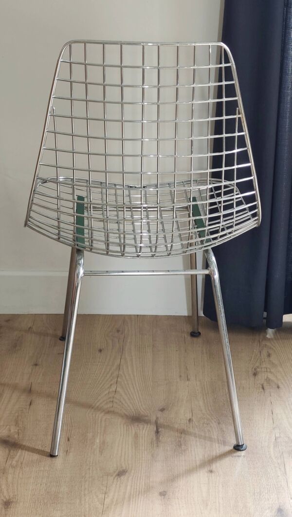 Chaise filaire métal vintage type Bertoia