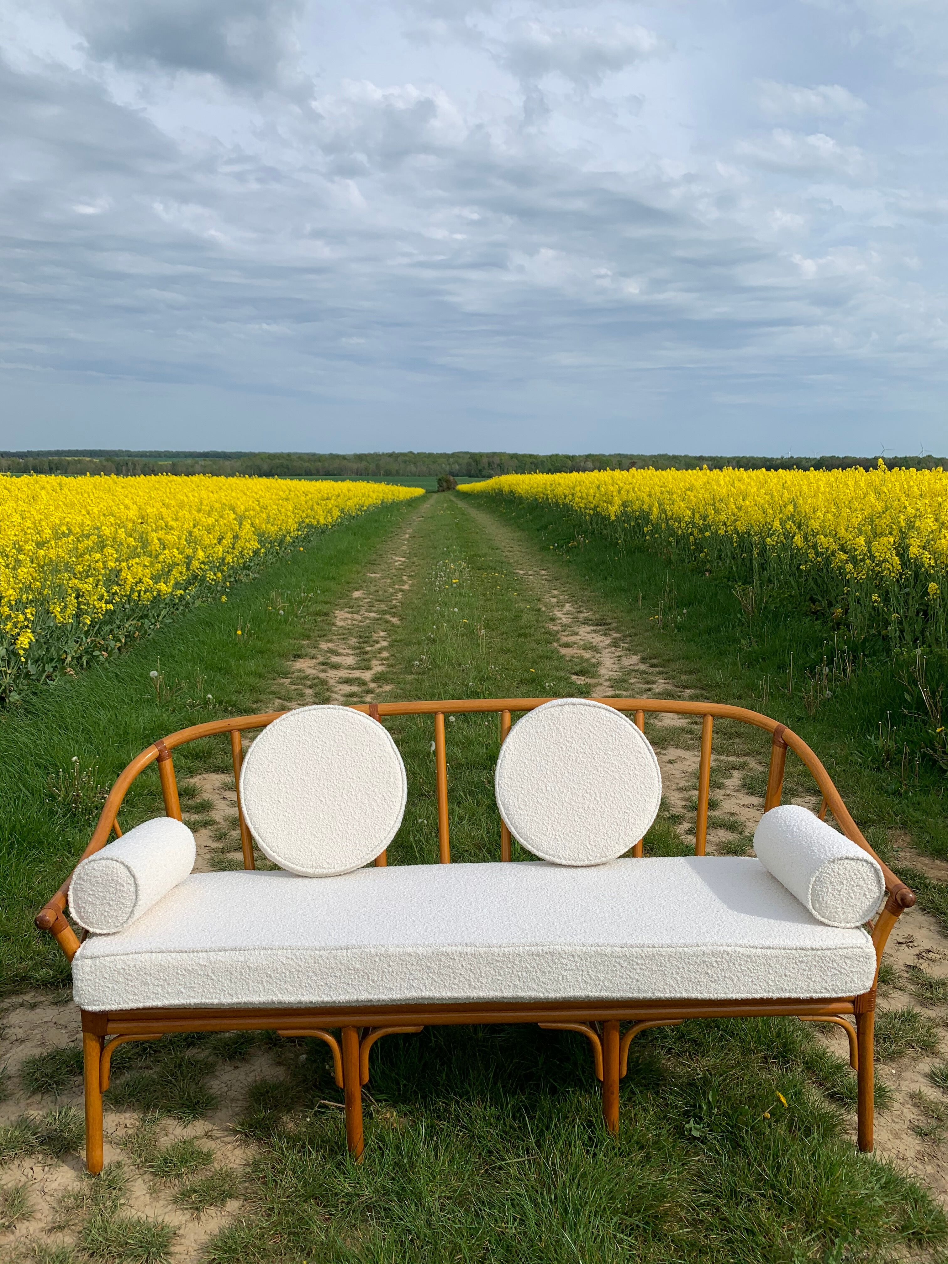 Vintage rattan bench