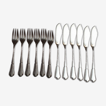 6 silver metal fish cutlery