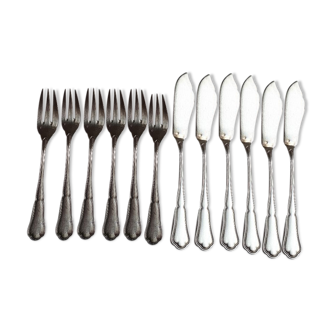 6 silver metal fish cutlery