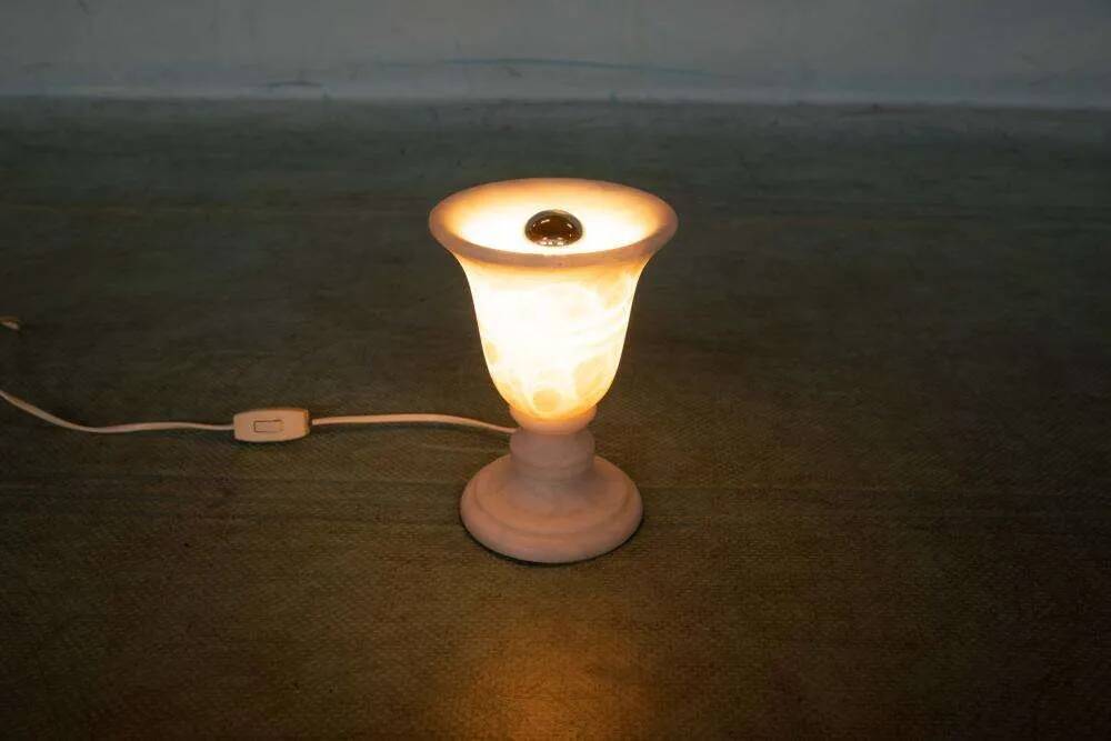 1970s bohemian natural stone table lamp, vintage mood lamp