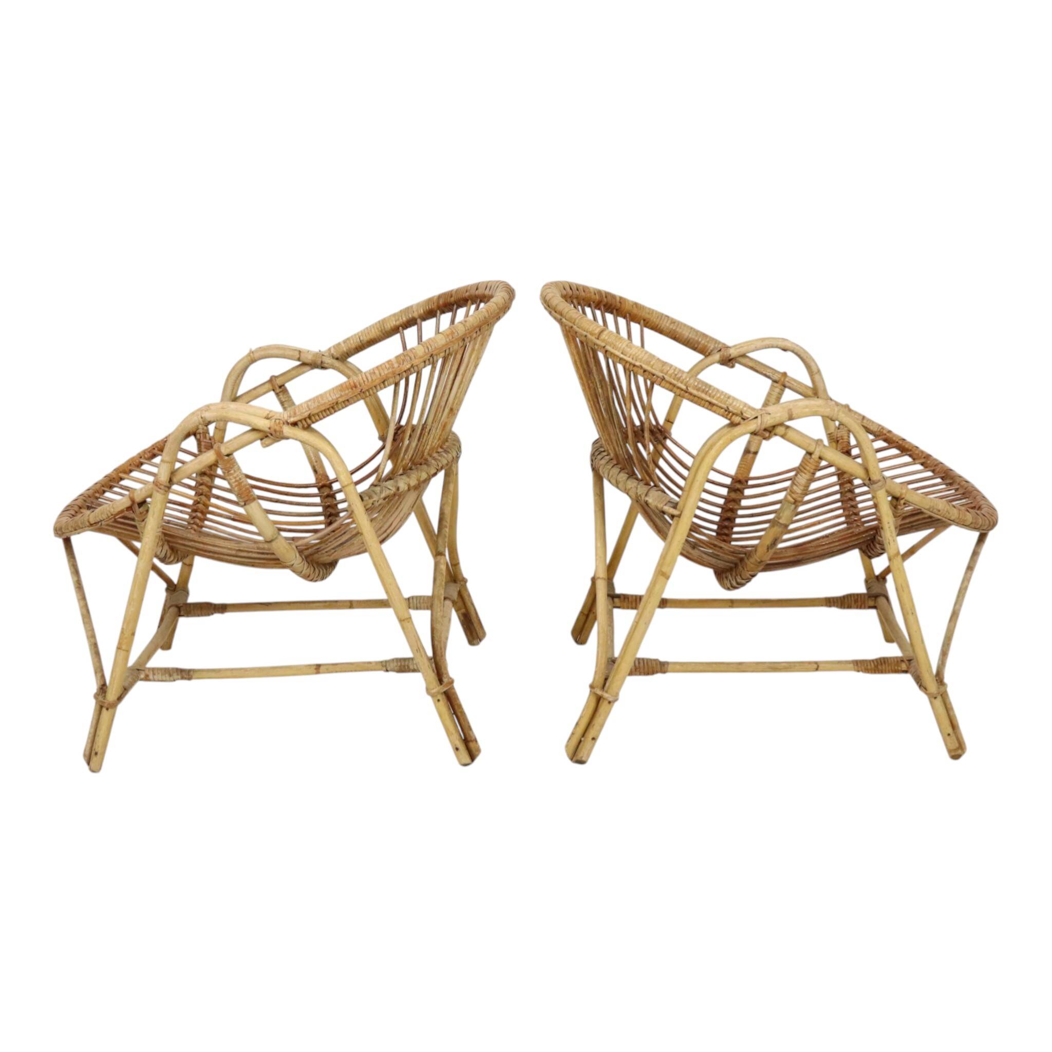 Pair of rattan armchairs, France 1960s