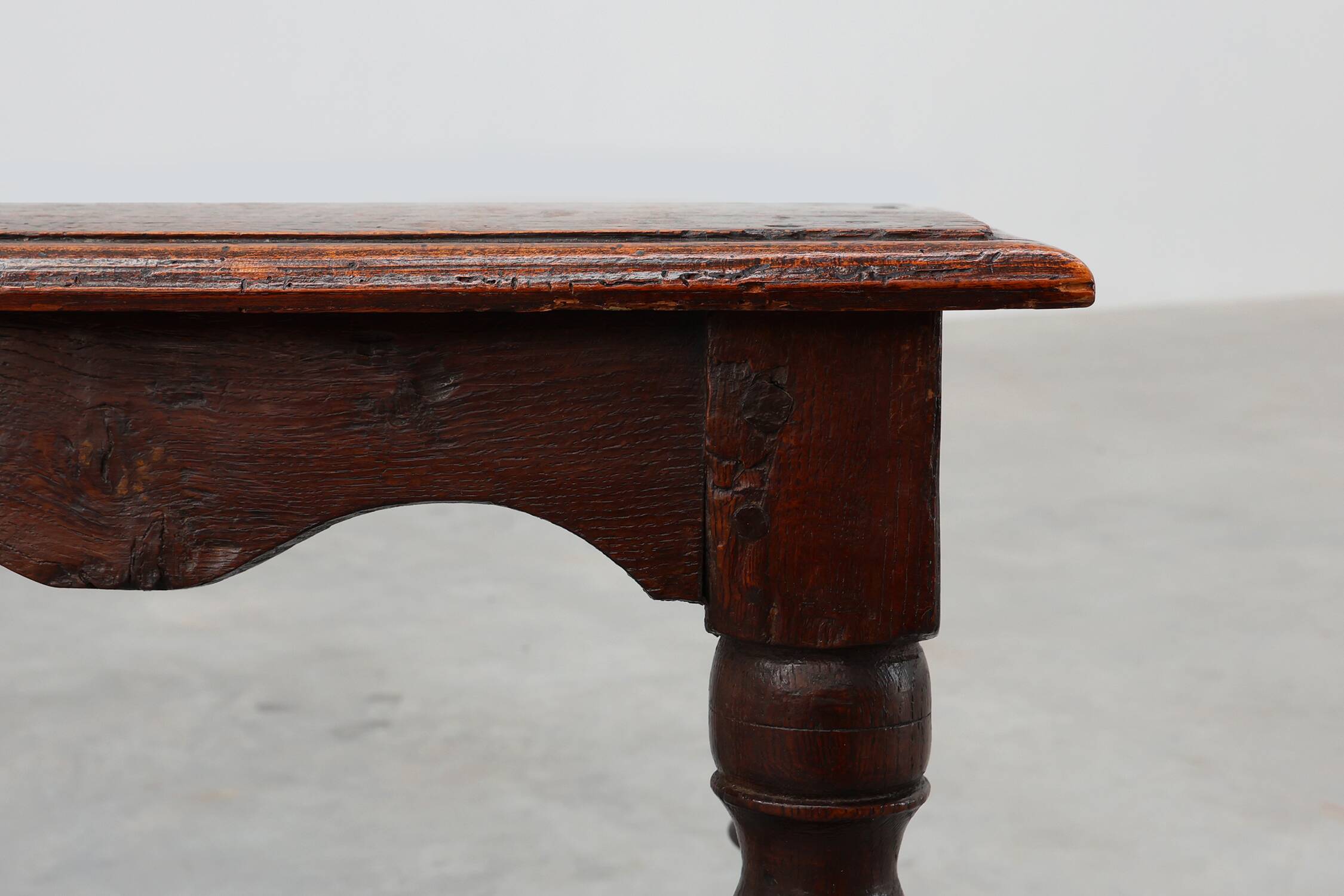 19th Century oak rectangular joint stool or table with turned legs, France