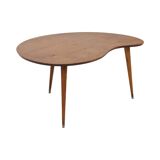 Solid Wood Kidney-Shaped Coffee Table Side Table 1960s