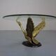 French Swan Coffee Table in Brass and Glass, 1960s