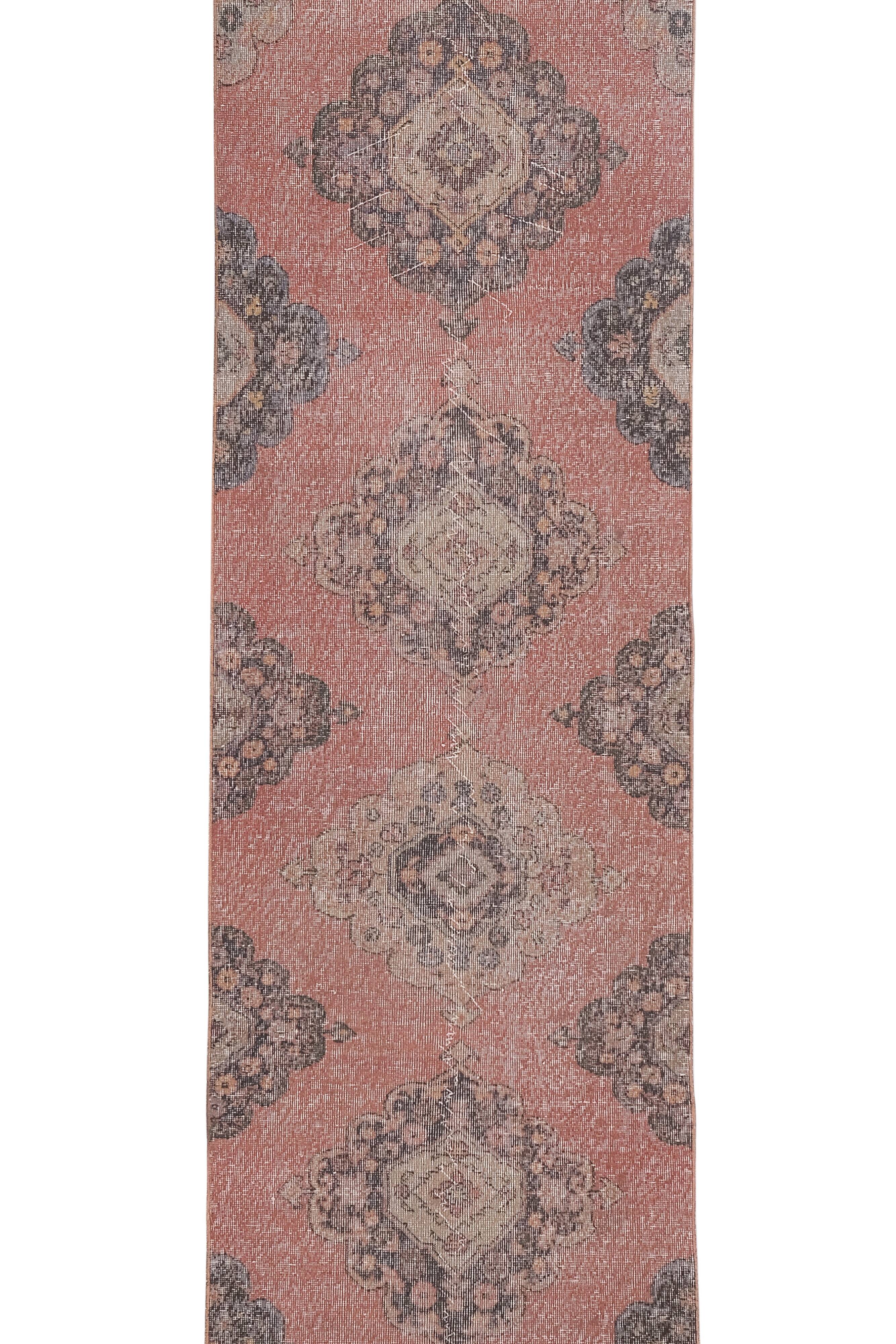 Vintage Turkish rug from Oushak, hand-woven 87x382 cm