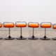 6 Italian low bar stools with orange seat 1970 Joe Colombo style