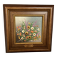 Peinture à l'huile sur isorel "Fleurs" de Magda Verschaeve