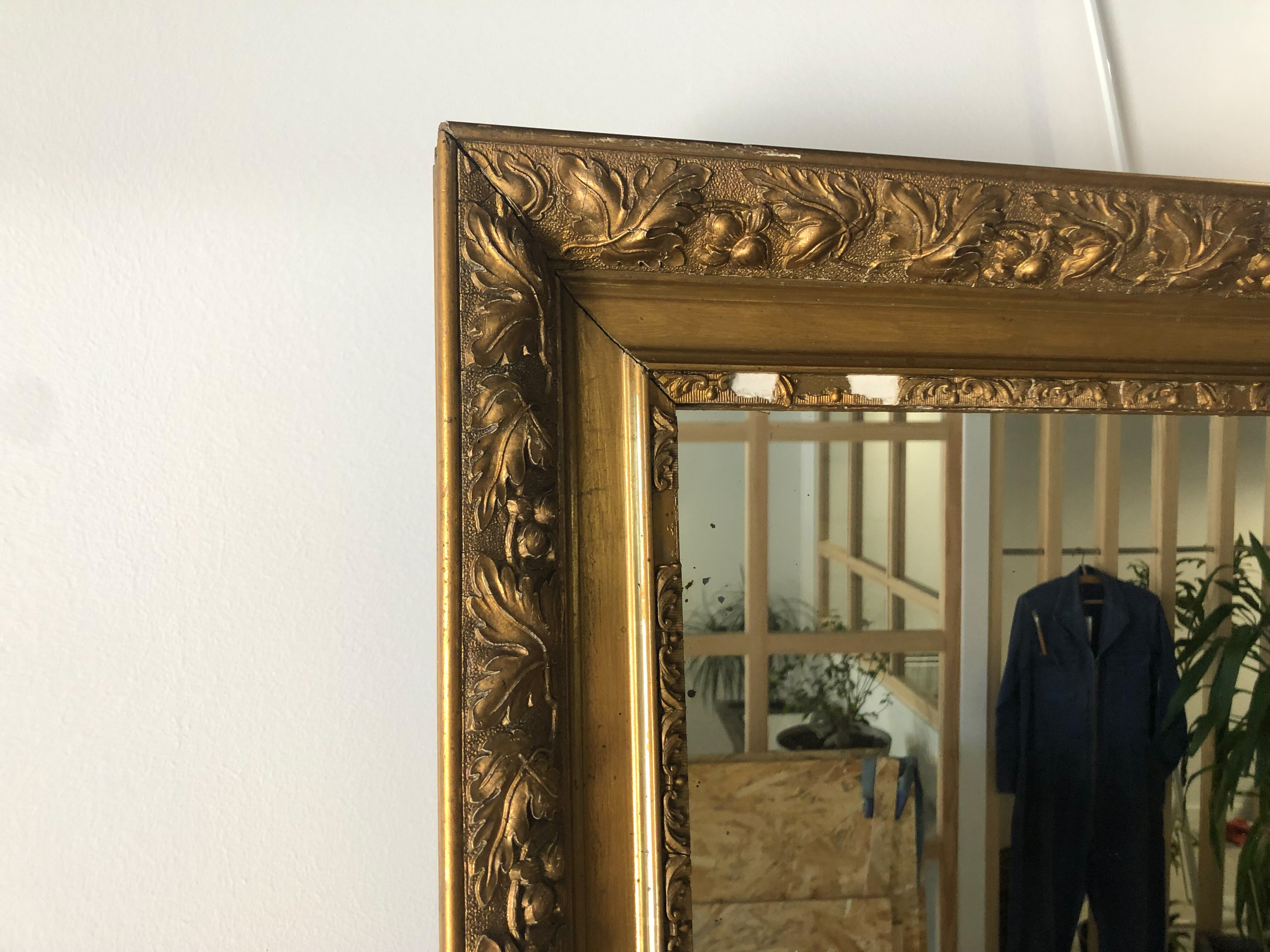 Old mirror wood and stucco 55cm X 73 cm