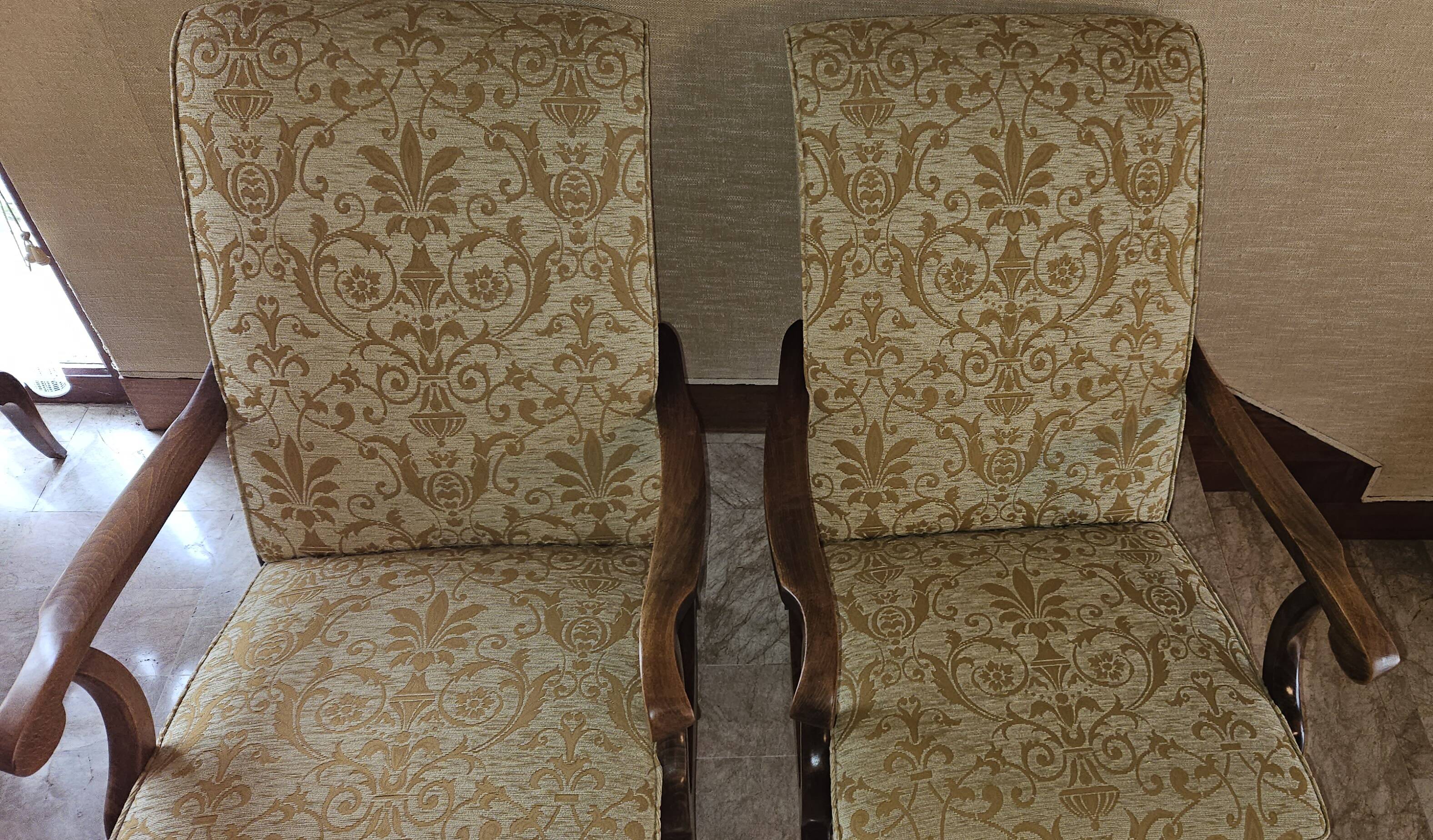 Vintage 3-piece living room in beige fabric