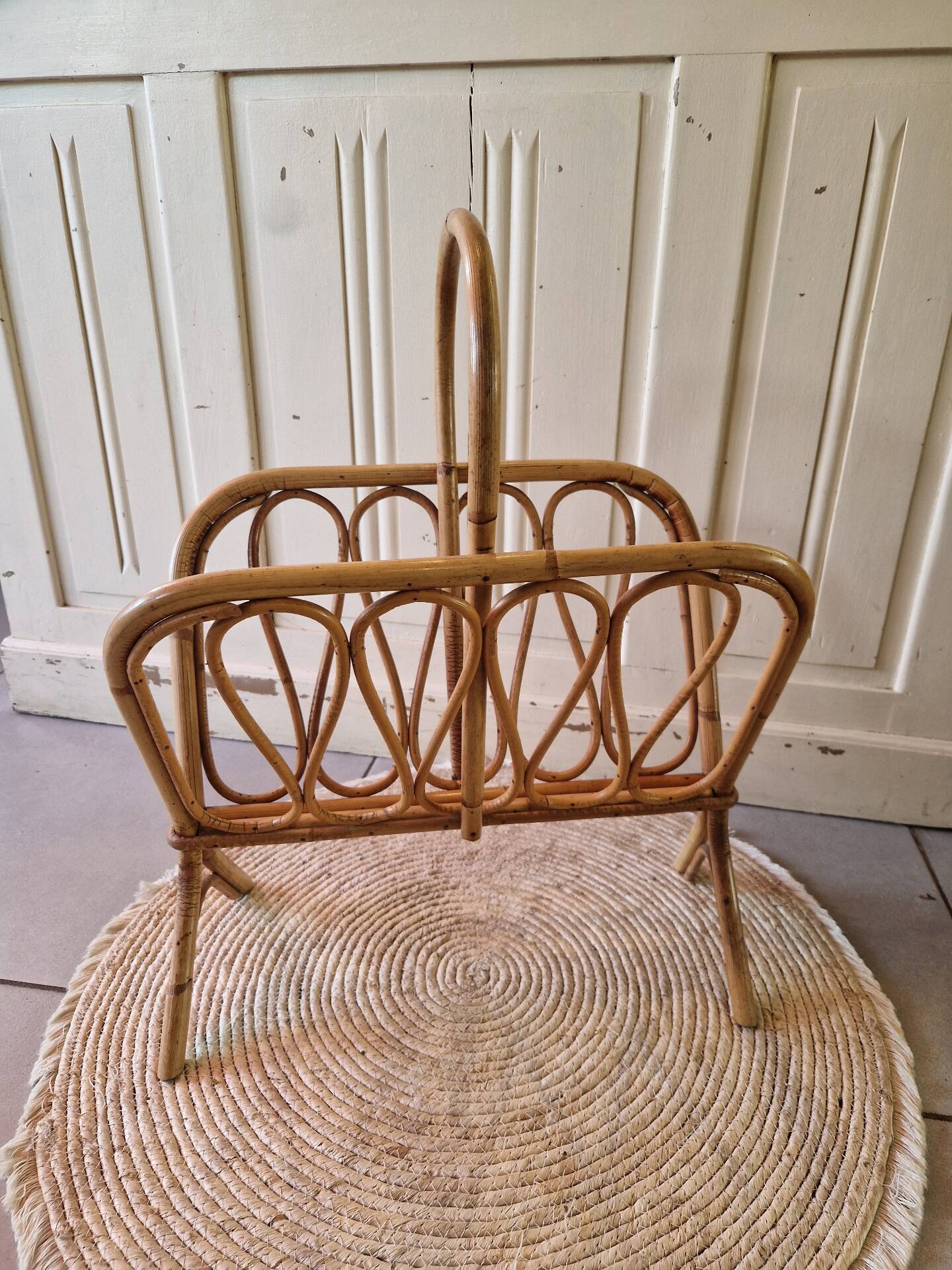 Vintage Rattan Magazine Rack